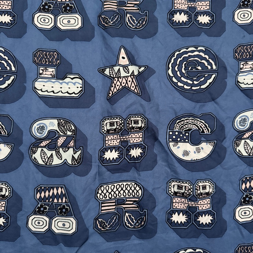 Blue Letters Patterned Square Scarf - Picture 2 of 2